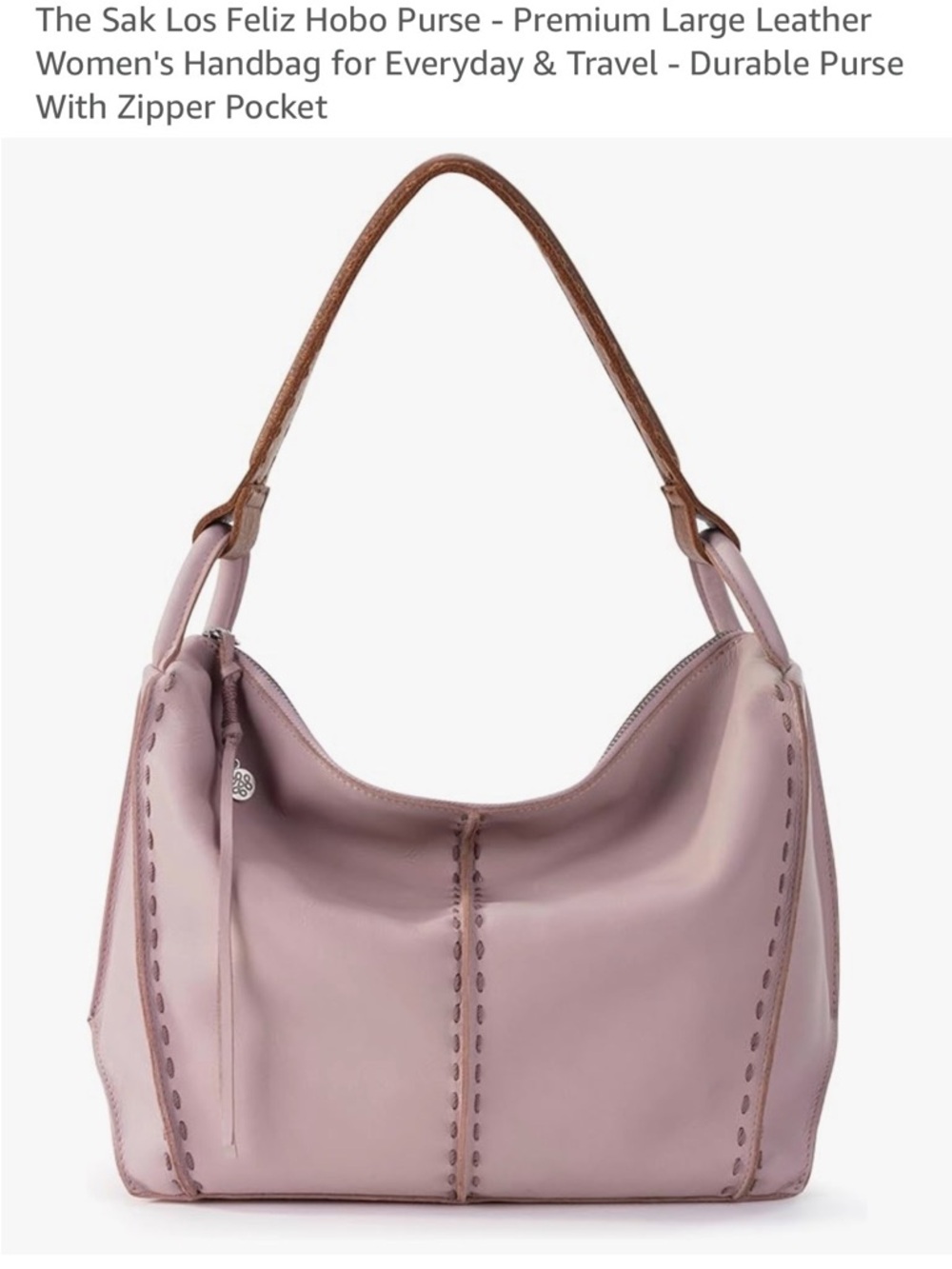 The Sak Leather Shoulder Bag in Rosewood with Tan Strap - Picture 7 of 9